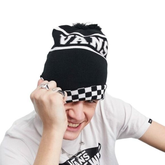 Vans Other - Vans WM Spirit Pom Black Checker Beanie Skateboarding Hat Women Men VN0A5LG3BLK